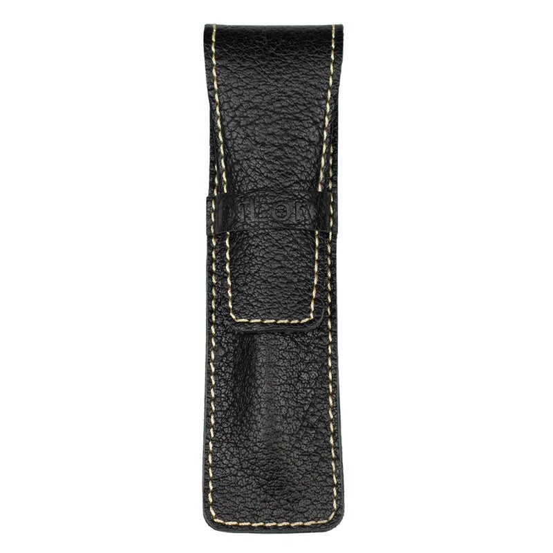 DiLoro Full Grain Thick Buffalo Leather Single Pen Pencil Case Holder Sleeve Black - Image 3